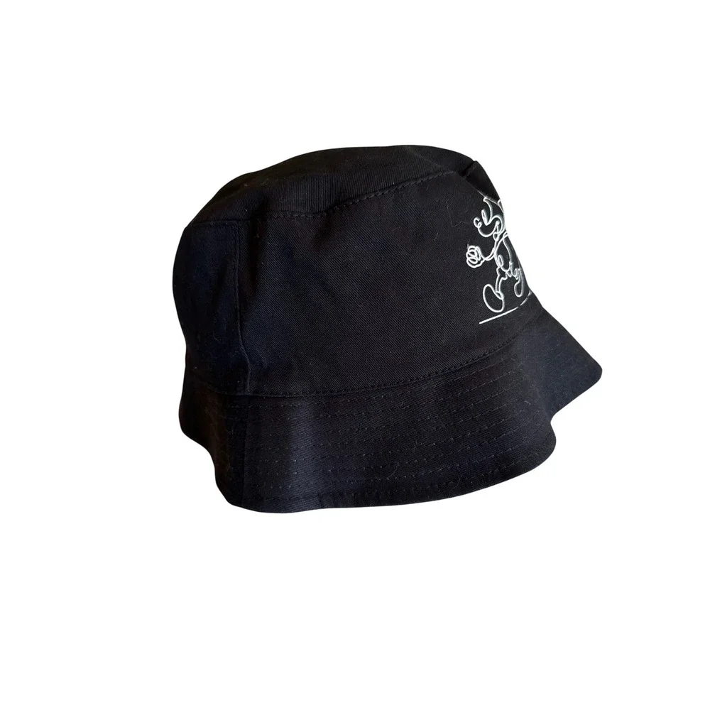 Disney Bucket Hat Black Mickey Mouse Reversible Line Art All Over Print Cotton